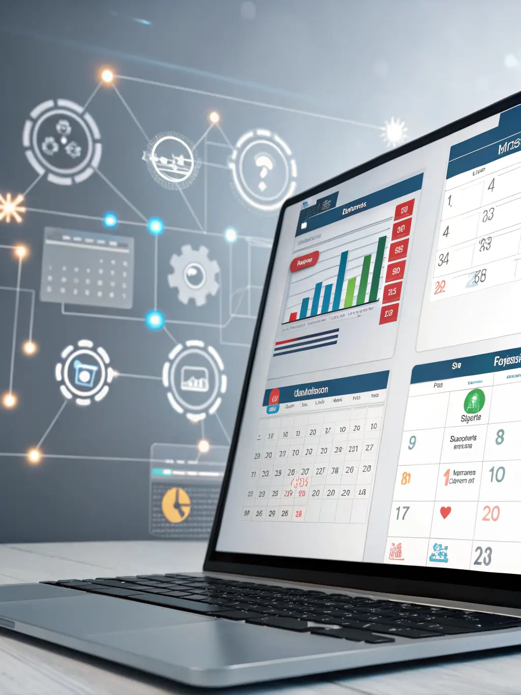 A stylized calendar icon integrated with AI elements, symbolizing smart appointment scheduling by ValetVoice™.