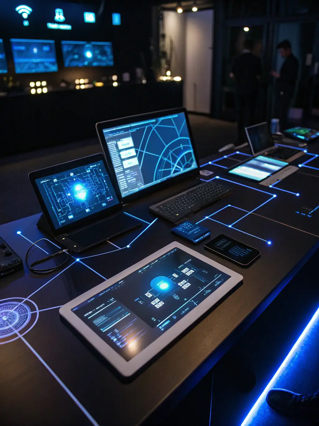 An icon showing interconnected devices and data streams, representing CRM integration within ValetVoice™.