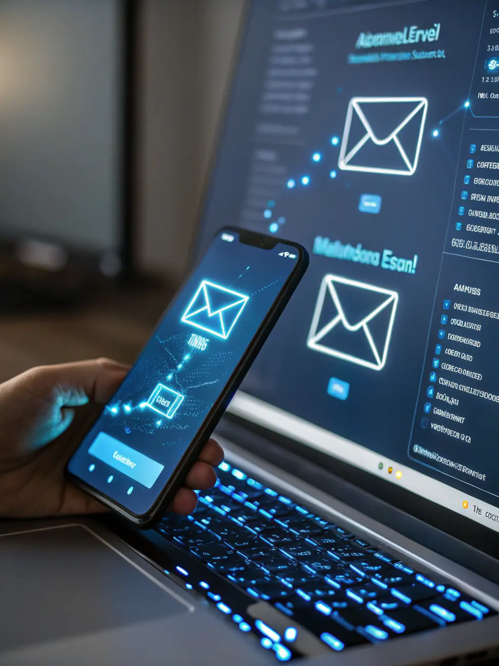 An icon combining SMS and email symbols with automation elements, illustrating SMS & Email Automation in ValetVoice™.